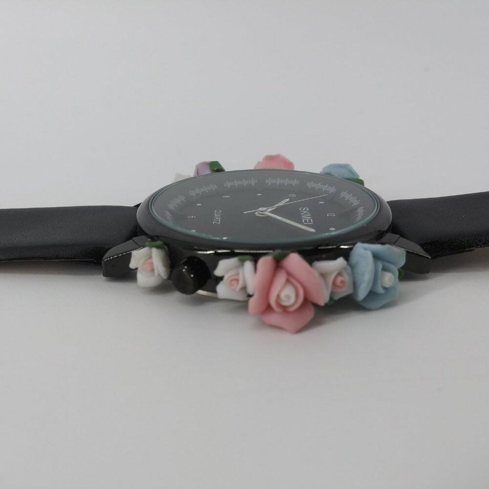 Skmei Women's Black Watch 3D Floral Flowers Water - Picture 3 of 8